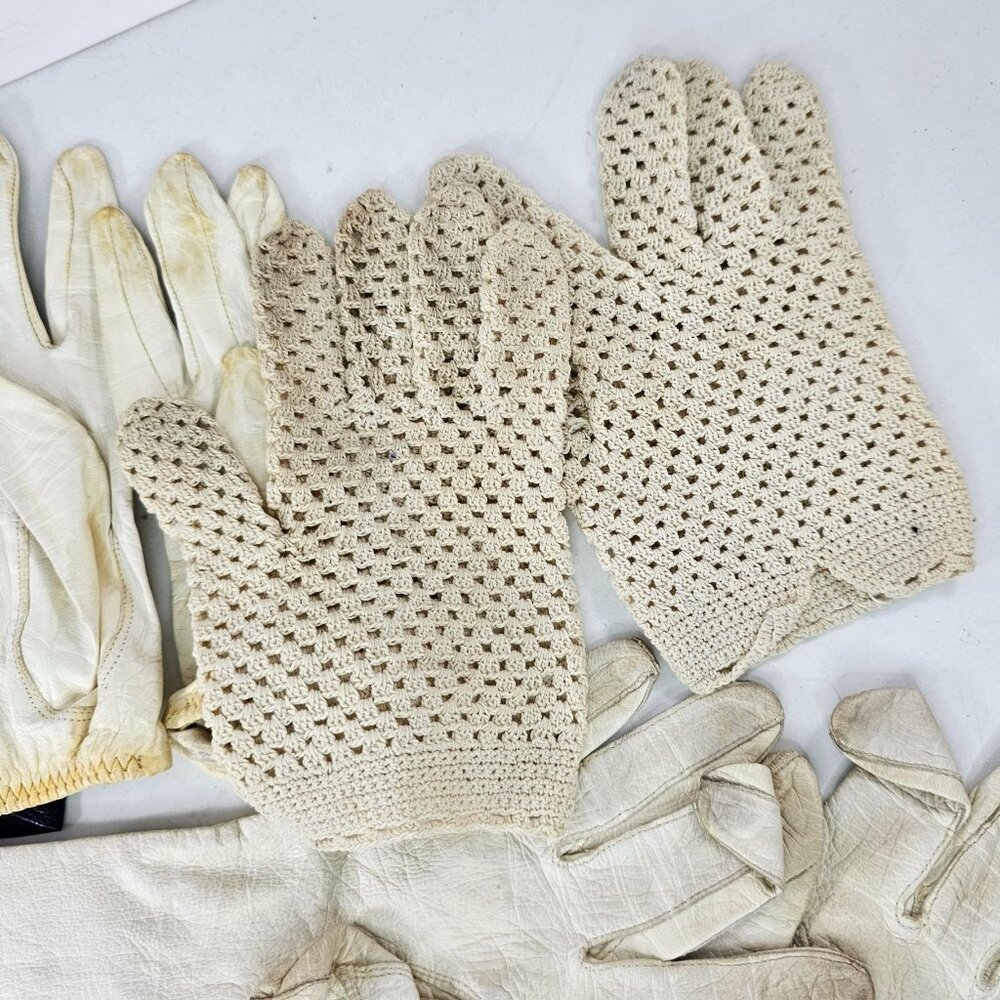 Vintage Gloves Leather Mesh Lot 8 Pairs Mixed Styles Sizes Prop Theater Costume - Picture 15 of 15